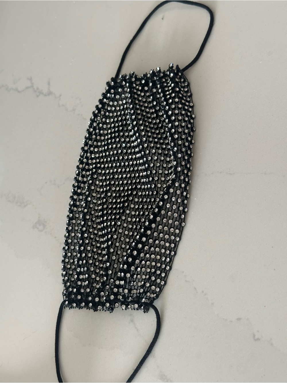 Rhinestone Embellished Black Face Mask